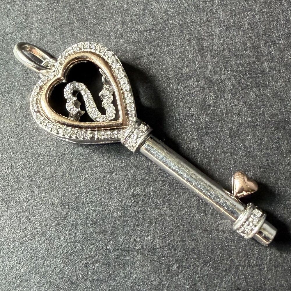 10K & 925 Sterling Silver & Diamond Open Hearts Rhythm Key Pendant, Jane Seymour